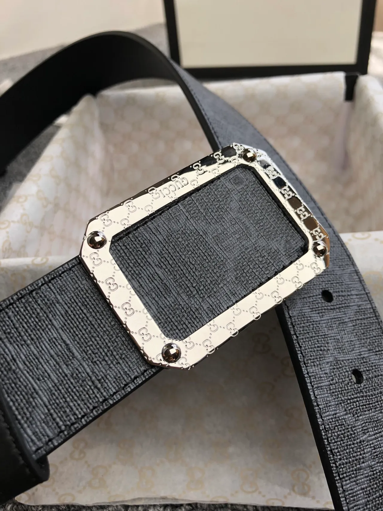Gucci GG Marmont Woven Monogram কালো চামড়ার বেল্ট 7