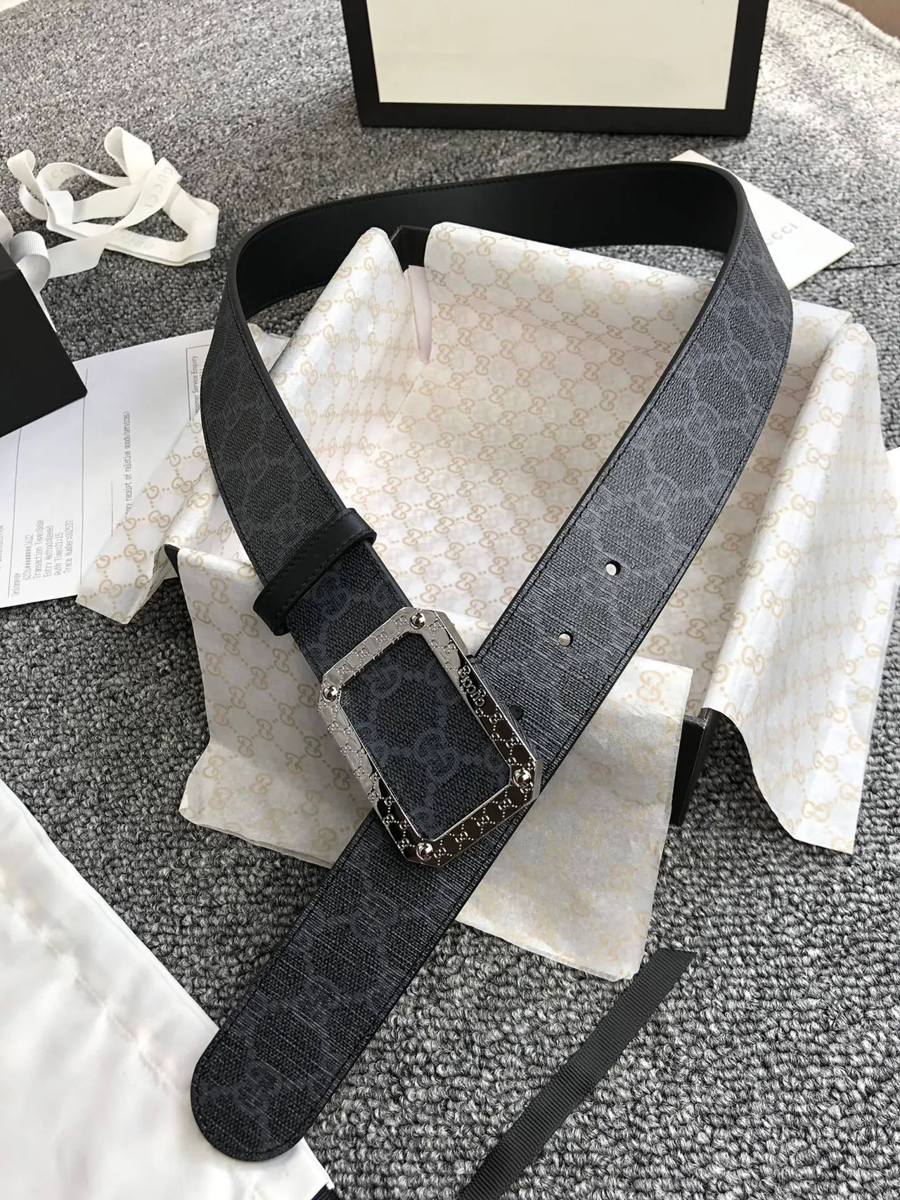 Gucci GG Marmont Woven Monogram কালো চামড়ার বেল্ট 8