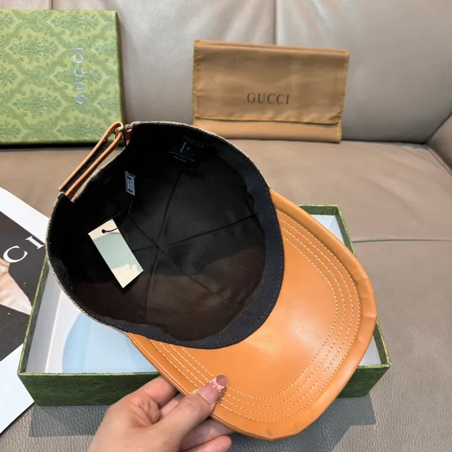 Gucci GG Monogram Canvas and Orange Leather Baseball Cap 4