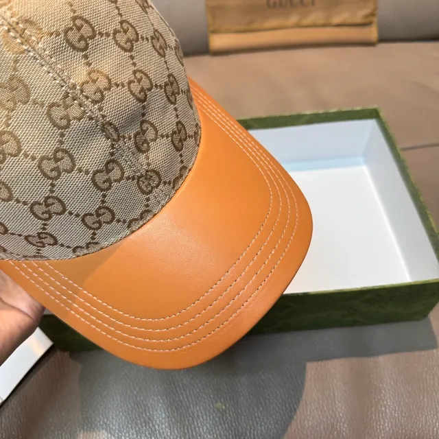 Gucci GG Monogram Canvas and Orange Leather Baseball Cap 5