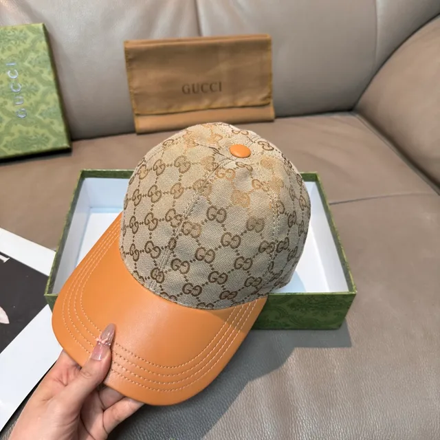 Gucci GG Monogram Canvas and Orange Leather Baseball Cap 7