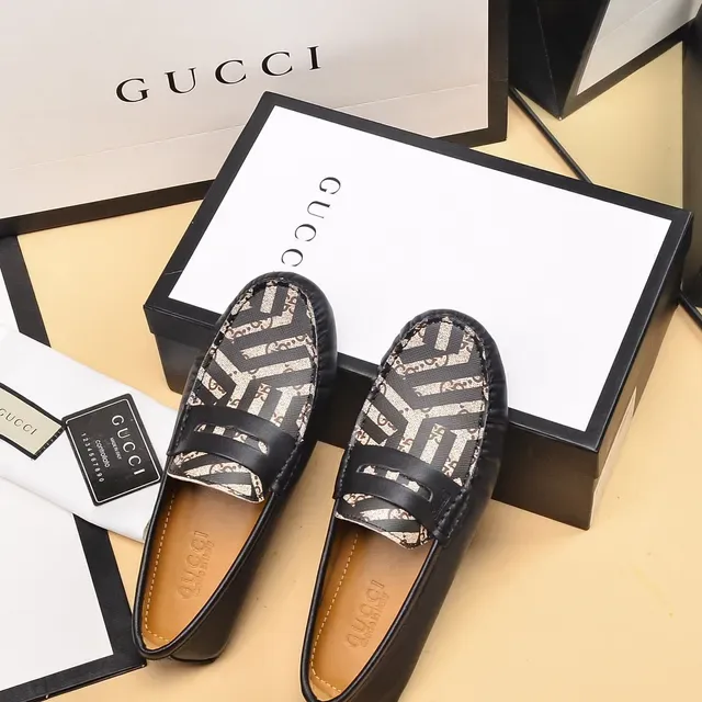 Gucci GG Monogram Canvas Black Strap Loafers 2