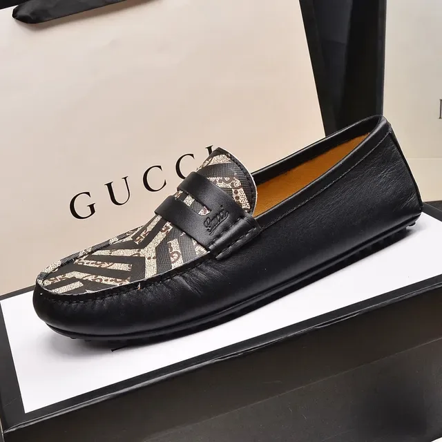 Gucci GG Monogram Canvas Black Strap Loafers 3