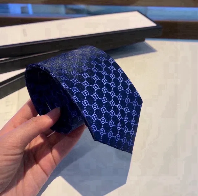 Gucci GG Monogram Navy Blue Necktie 4