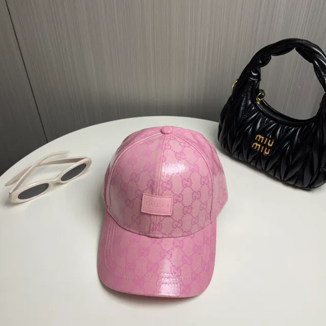 Gucci GG Monogram Pink Coated Baseball Cap 3