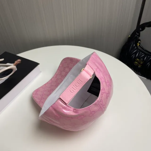 Gucci GG Monogram Pink Coated Baseball Cap 4
