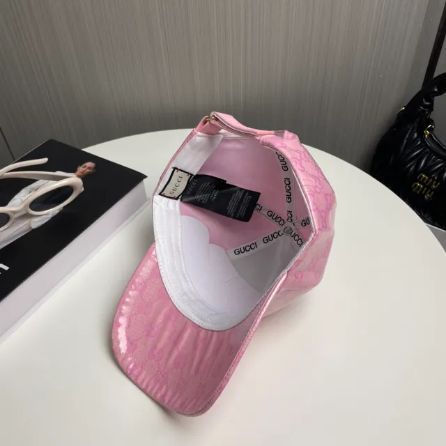 Gucci GG Monogram Pink Coated Baseball Cap 5