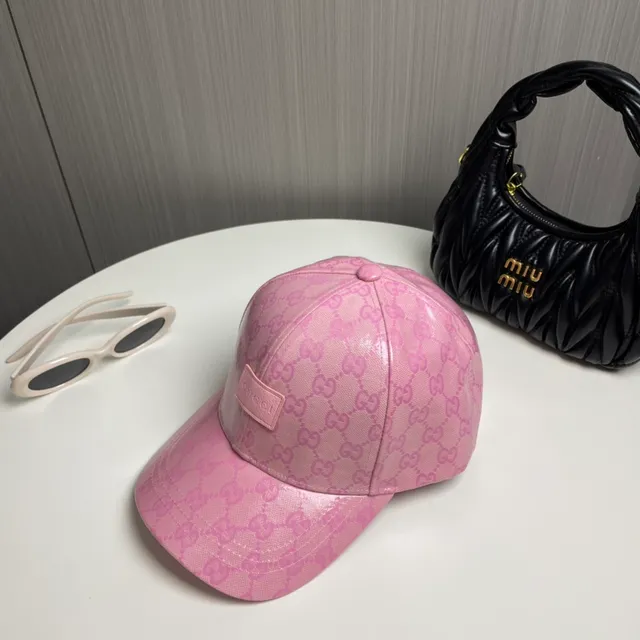 Gucci GG Monogram Pink Coated Baseball Cap 7