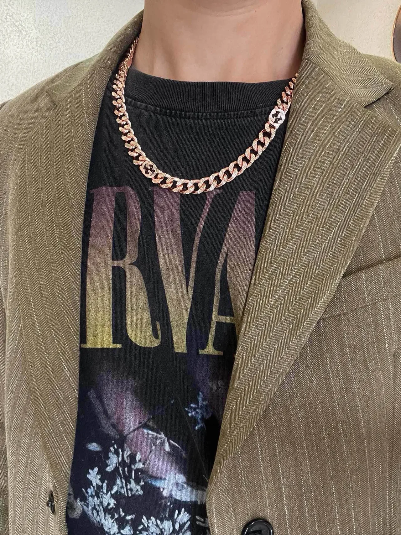 Gucci GG Motif Curb-Link Rose Gold-Tone Necklace 2