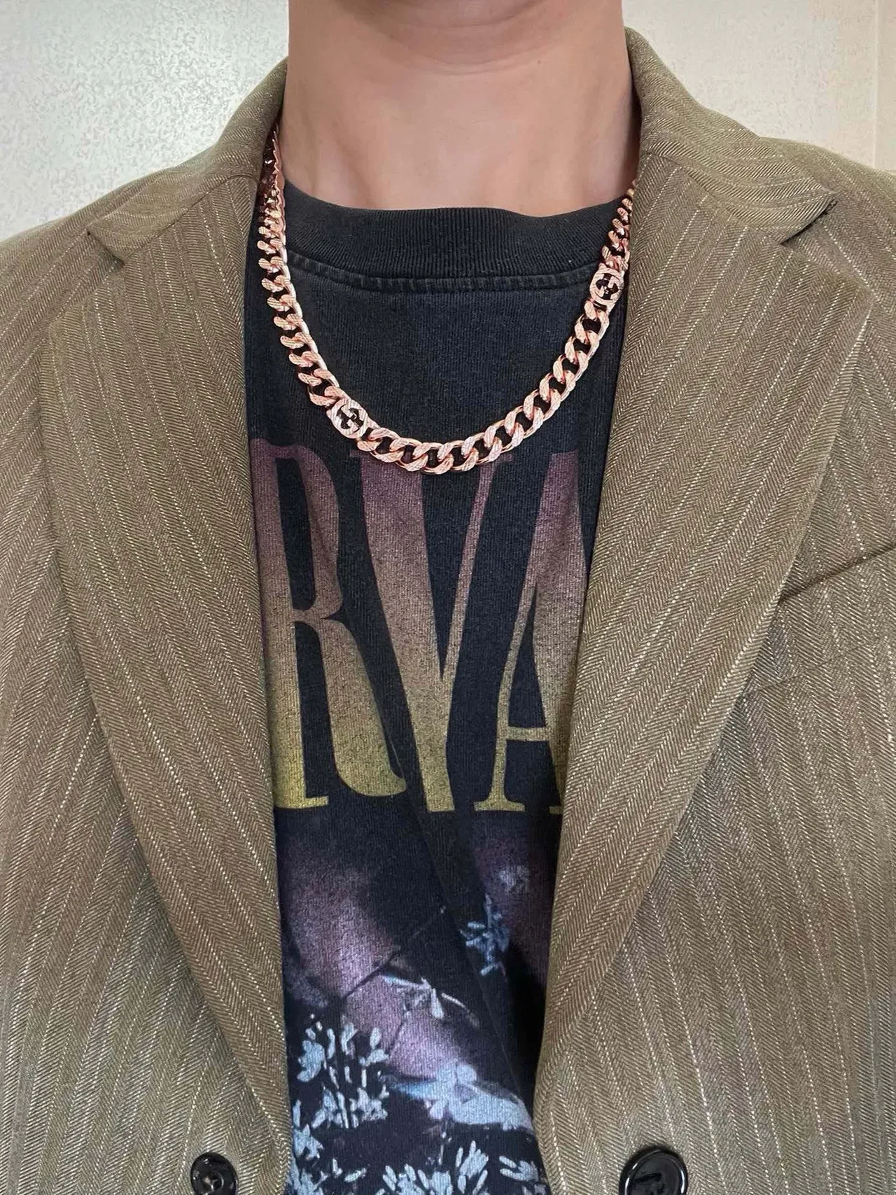 Gucci GG Motif Curb-Link Rose Gold-Tone Necklace 5