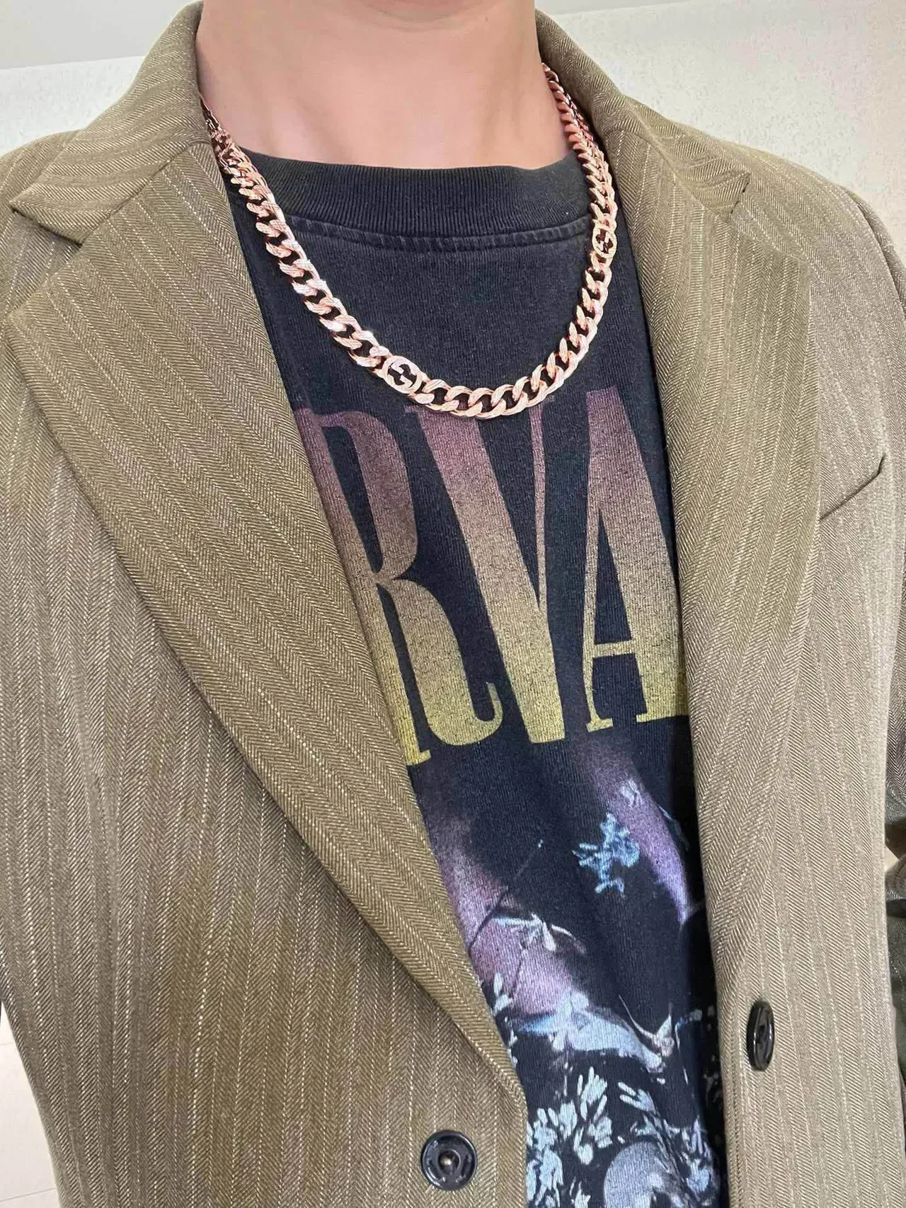 Gucci GG Motif Curb-Link Rose Gold-Tone Necklace 7