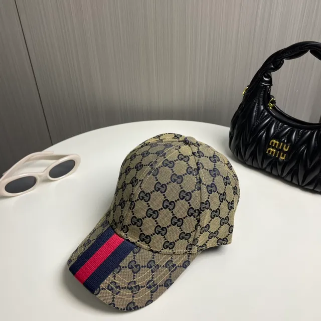 Gucci GG Supreme Monogram Beige Bleu Marine Web Rayures Casquette de baseball 5