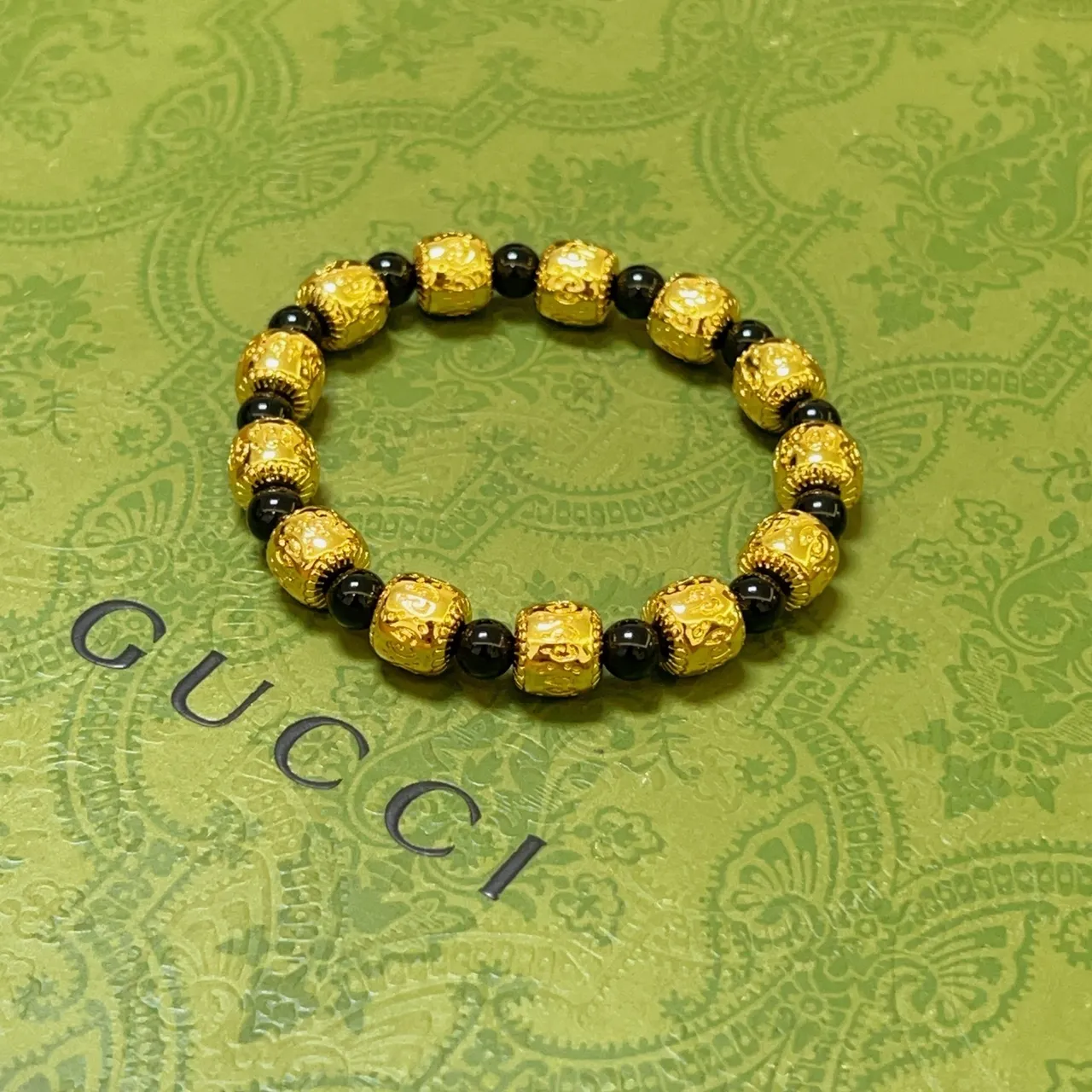 Gucci Gold and Black Beaded Stretch Bracelet 4