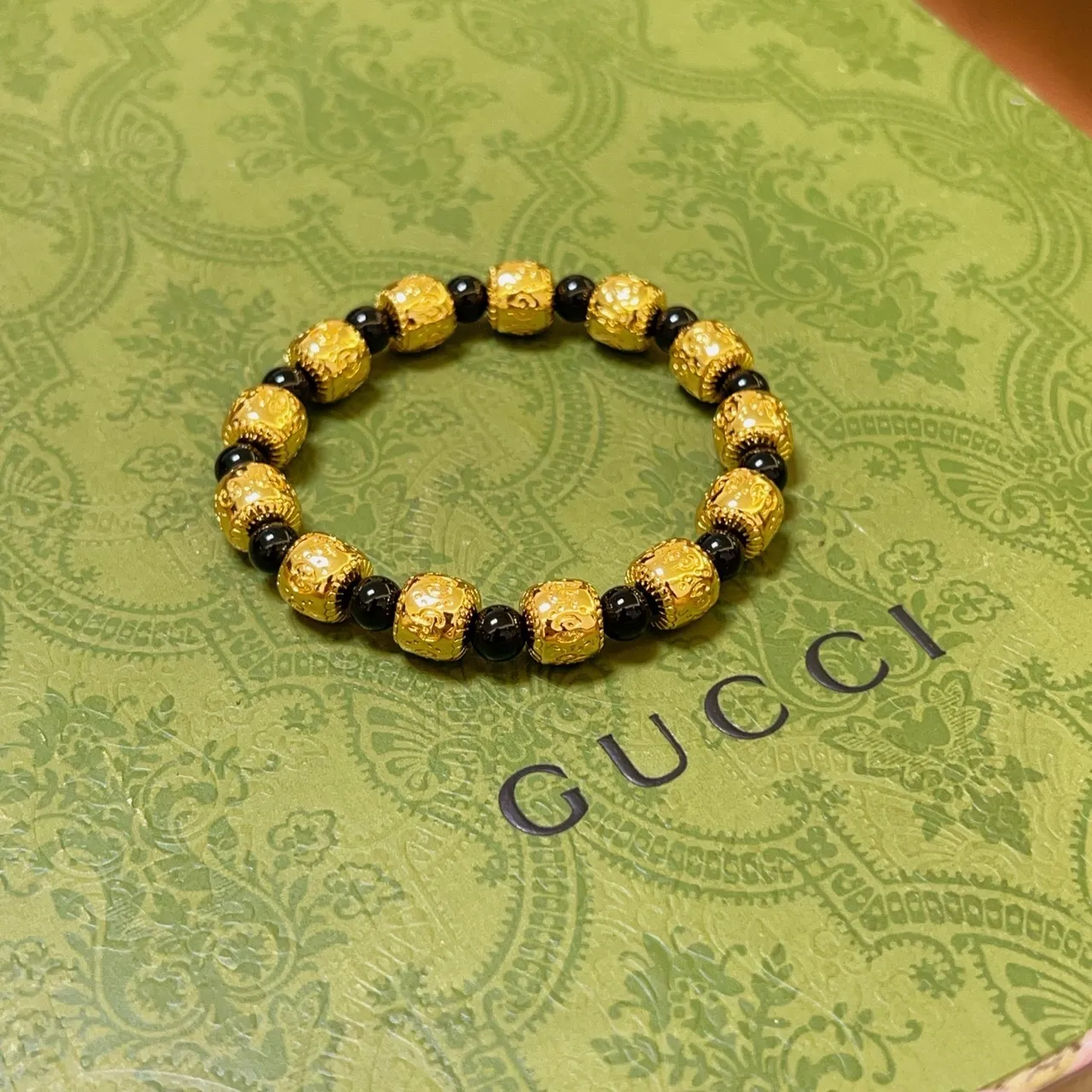 Gucci Gold and Black Beaded Stretch Bracelet 6