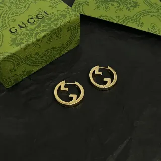 Gucci Gold Interlocking G Logo Earrings