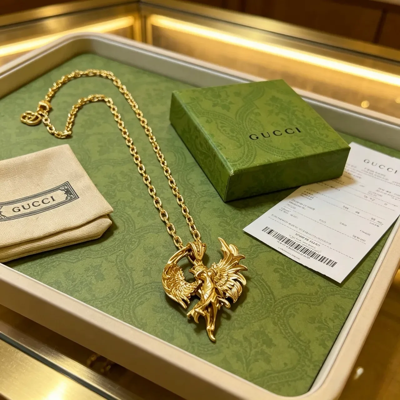 Gucci Gold-Tone Avian Pendant Necklace 3