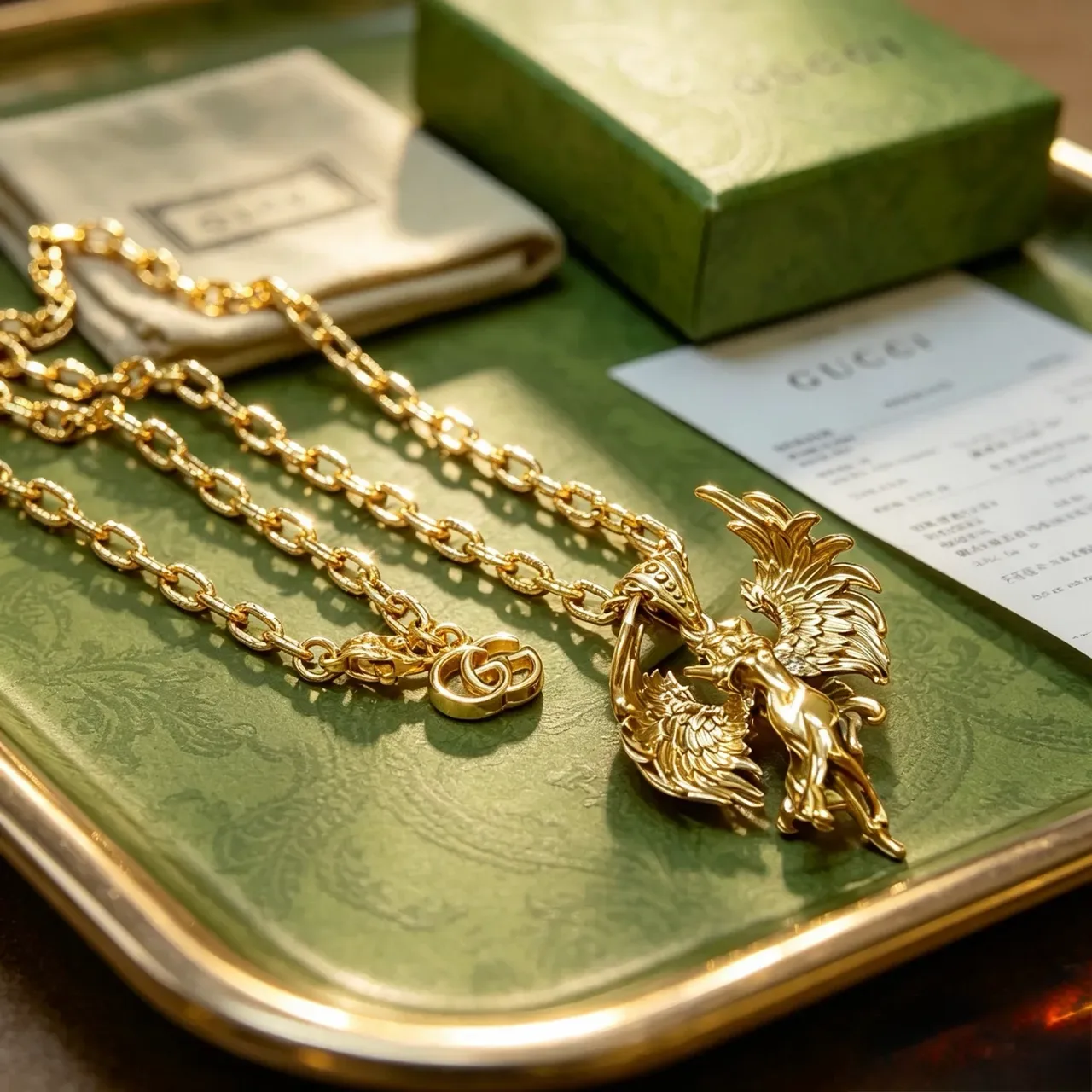 Gucci Gold-Tone Avian Pendant Necklace 7