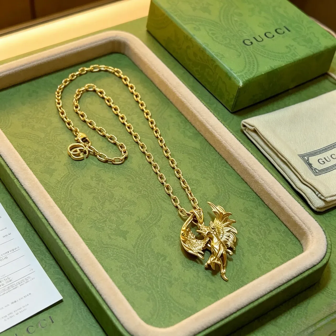 Gucci Gold-Tone Avian Pendant Necklace 8