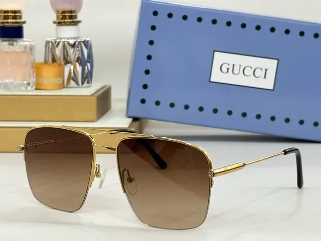 Gucci 金色调矩形飞行员光学眼镜 4
