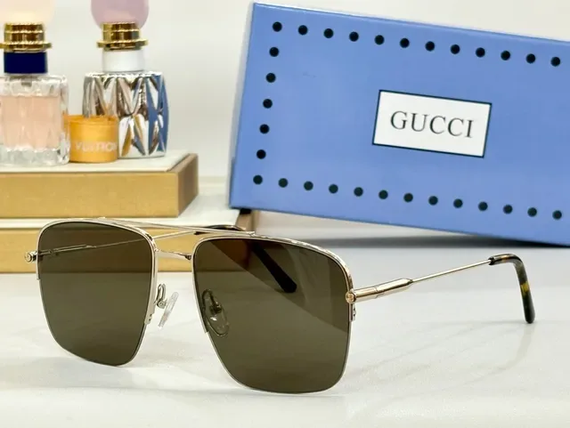Gucci 金色调矩形飞行员光学眼镜 5