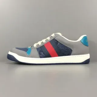Gucci Gray Navy Low-Top Mixed-Material Lifestyle Sneakers