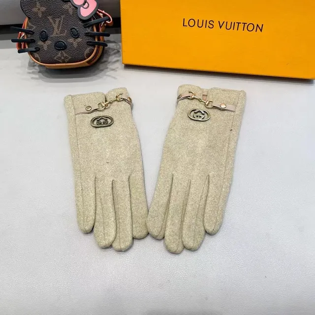 Gucci Horsebit 1955 Beige Or Laine Mélangée Hardware Gants en Cuir 3