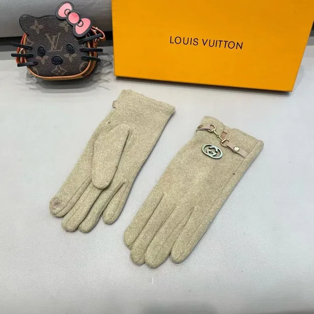 Gucci Horsebit 1955 Beige Or Laine Mélangée Hardware Gants en Cuir 4