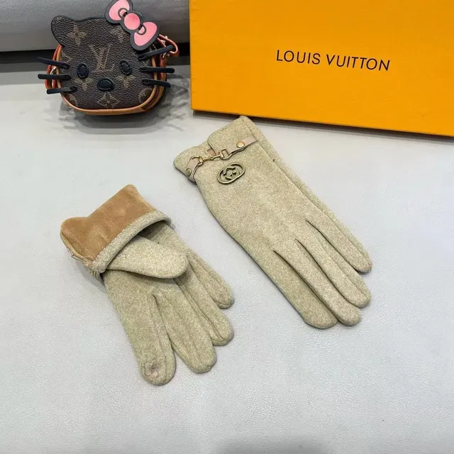 Gucci Horsebit 1955 Beige Or Laine Mélangée Hardware Gants en Cuir 5