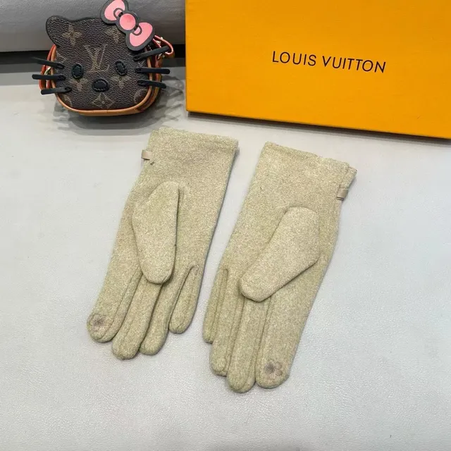 Gucci Horsebit 1955 Beige Or Laine Mélangée Hardware Gants en Cuir 6