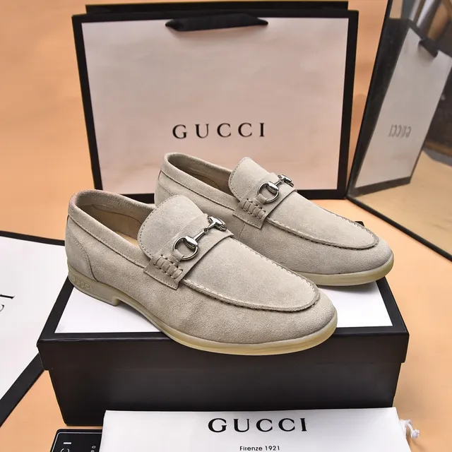 Gucci Horsebit 1955 Beige Suede Loafers 4