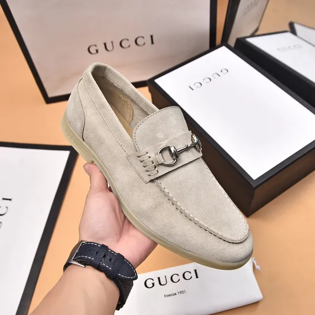 Gucci Horsebit 1955 Beige Suede Loafers 6