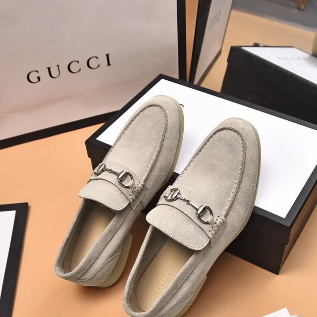 Gucci Horsebit 1955 Beige Suede Loafers 8