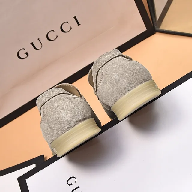 Gucci Horsebit 1955 Beige Suede Loafers 9