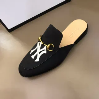 Gucci Horsebit 1955 黑色帆布 NY Yankees 乐福鞋