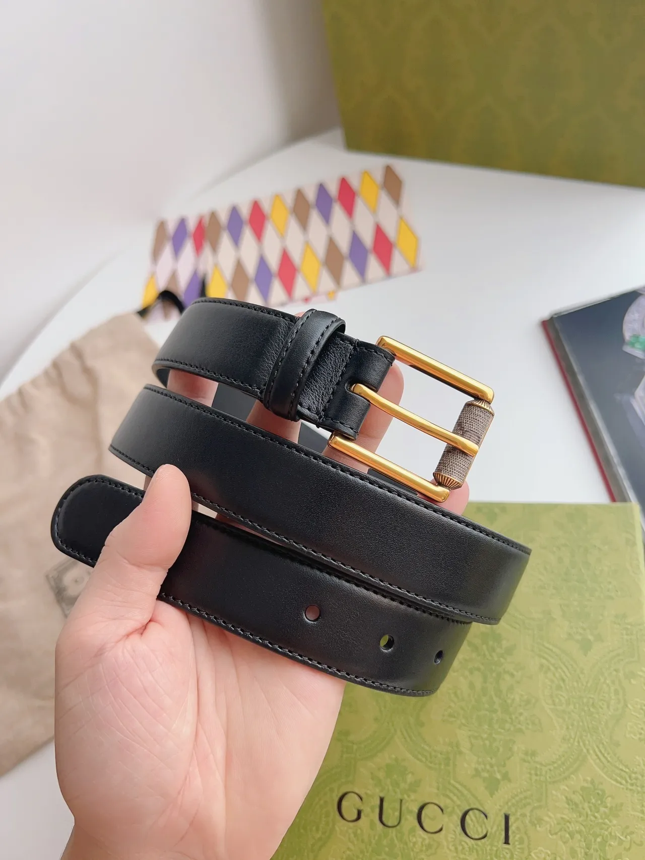 Gucci Horsebit 1955 Black Gold Smooth Rectangular Buckle Leather Belt 9