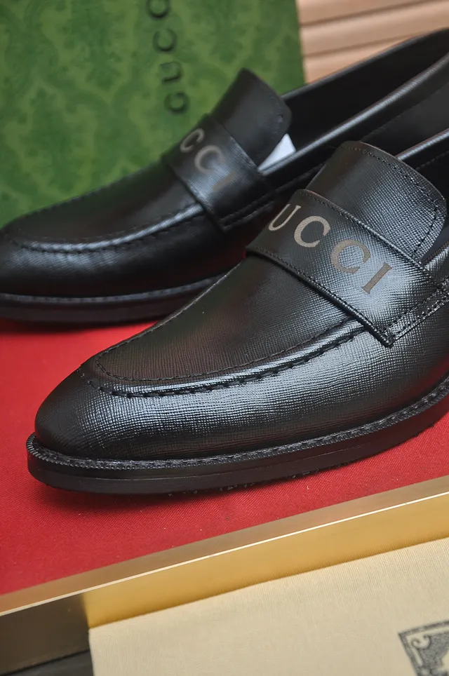 Gucci Horsebit 1955 Black Leather Logo Strap Loafers 2