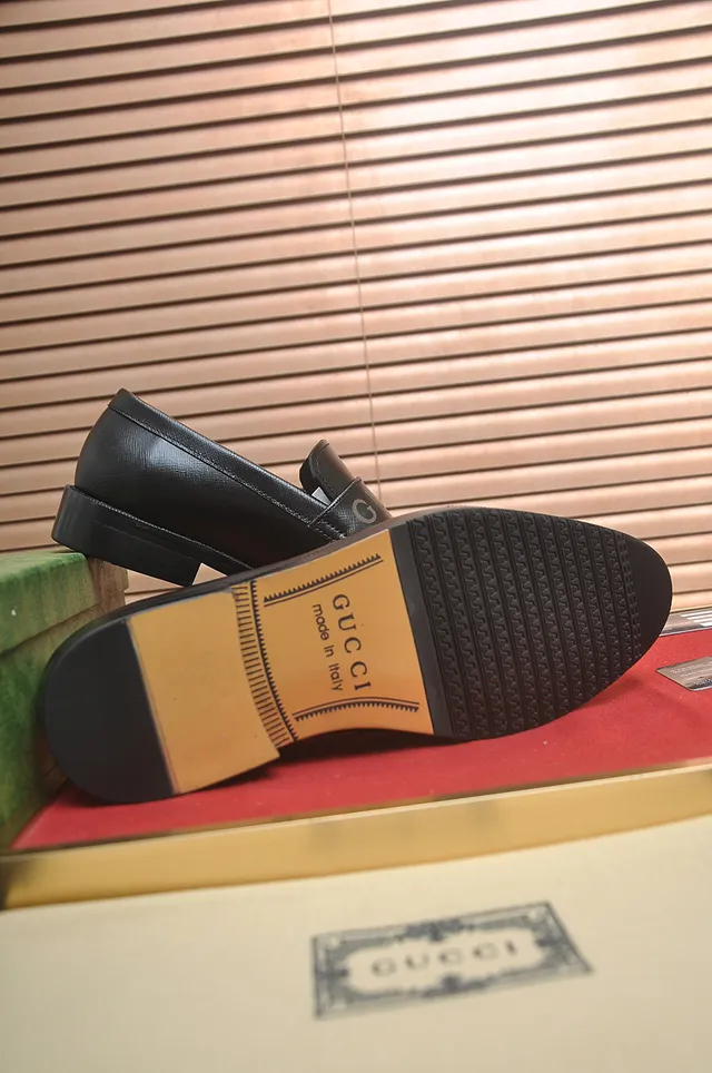 Gucci Horsebit 1955 Black Leather Logo Strap Loafers 3