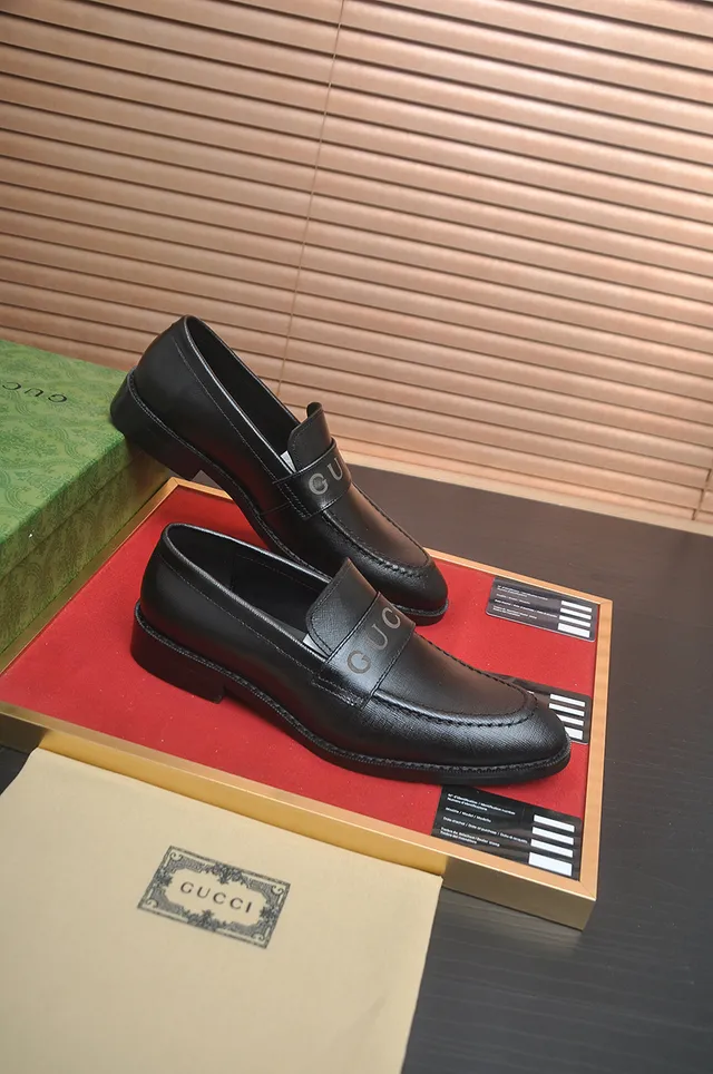 Gucci Horsebit 1955 Black Leather Logo Strap Loafers 4