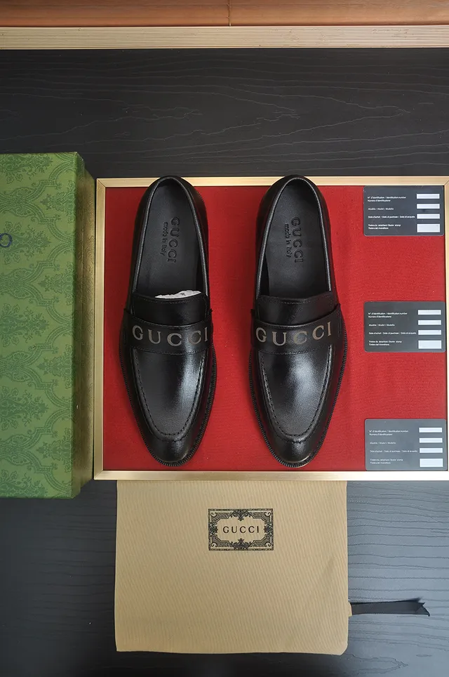 Gucci Horsebit 1955 Black Leather Logo Strap Loafers 5