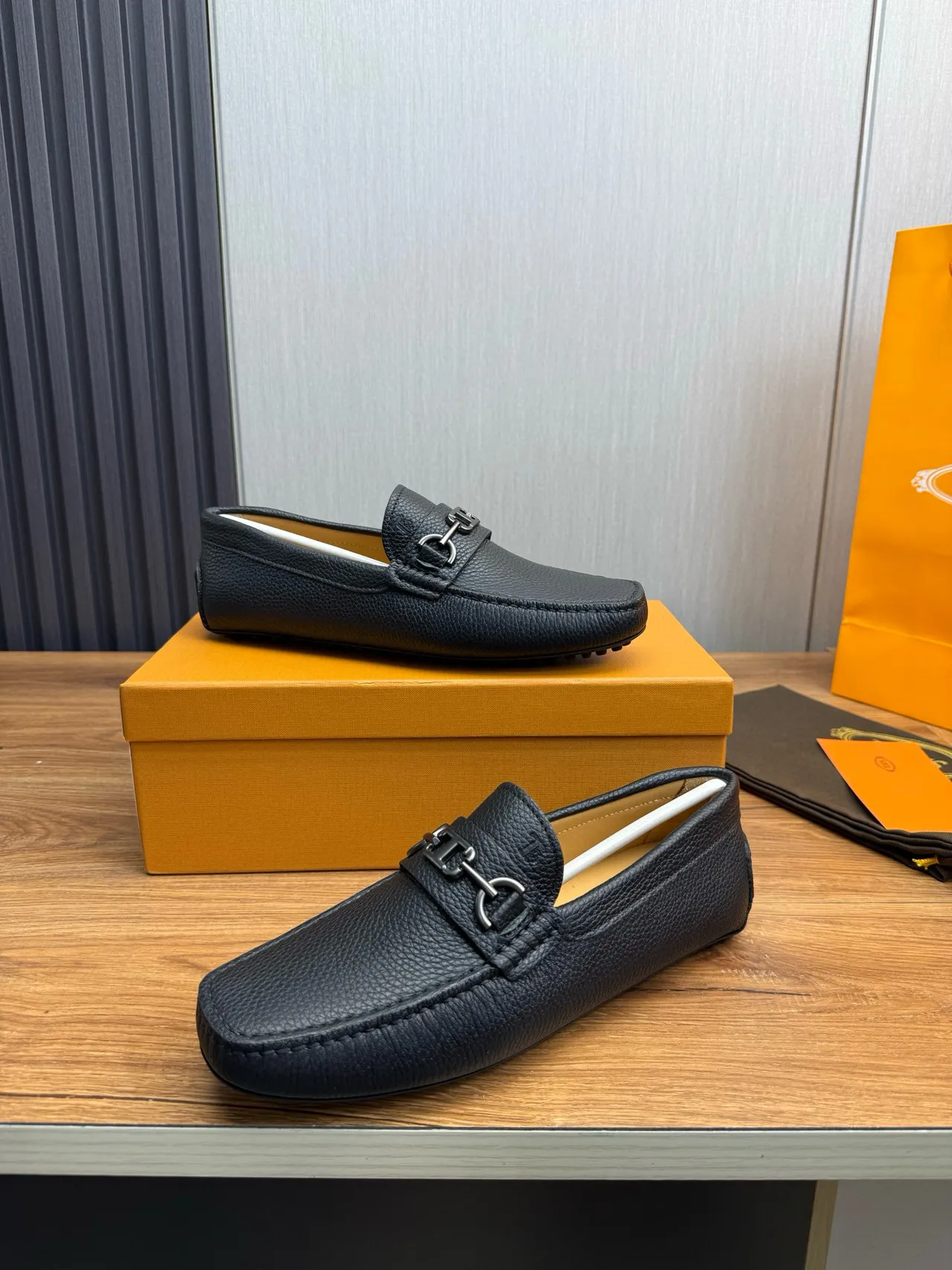 Gucci Horsebit 1955 Moccasin en cuir noir texturé 4