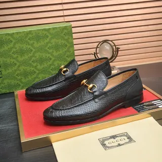 Gucci Horsebit 1955 Black Snake-Embossed Leather Loafers