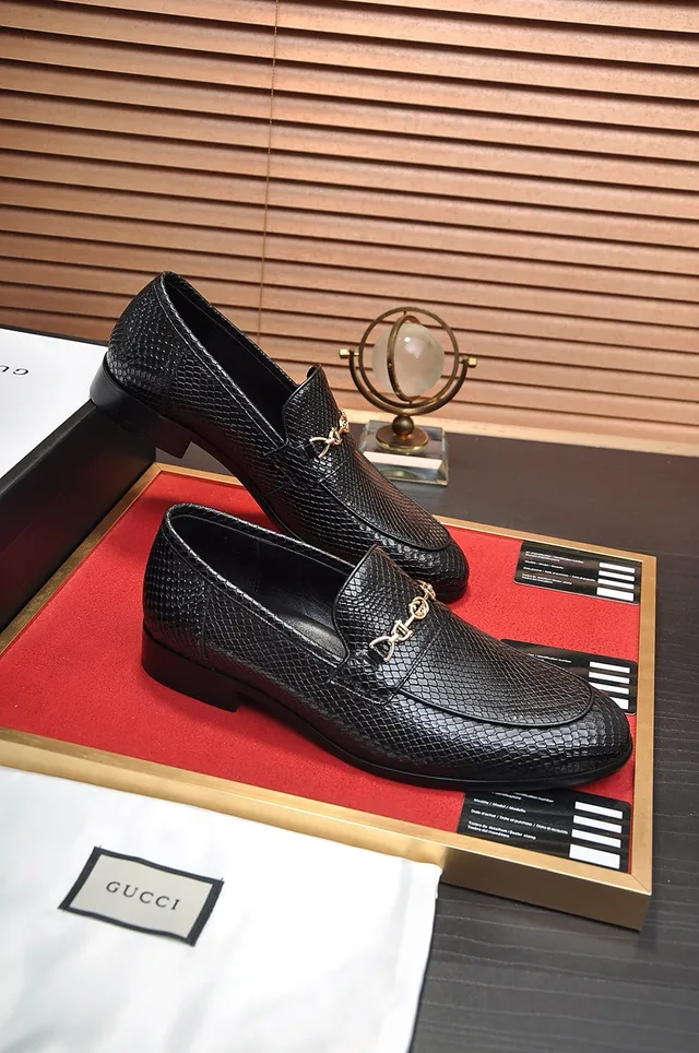 Gucci Horsebit 1955 Black Snake-Embossed Leather Loafers 4