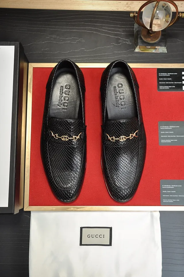 Gucci Horsebit 1955 Black Snake-Embossed Leather Loafers 5