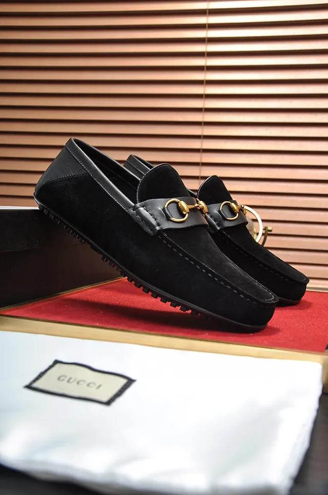 Gucci Horsebit 1955 Black Suede Loafer 7