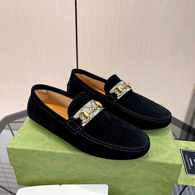 Gucci Horsebit 1955 Black Suede Loafers 9