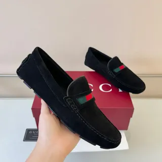 Gucci Horsebit 1955 काली स्यूड वेब स्ट्राइप लोफर्स