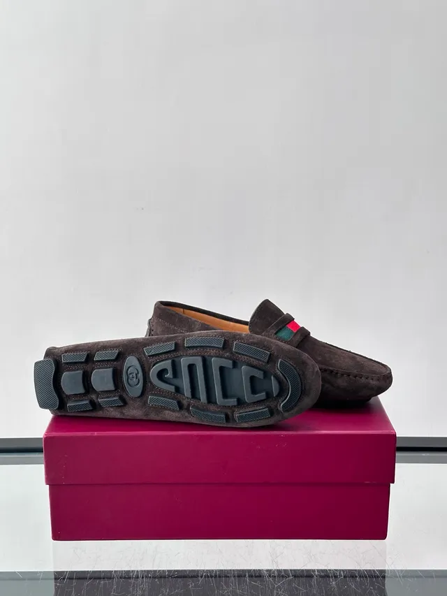 Gucci Horsebit 1955 Brown Suede Web Stripe Loafers 2