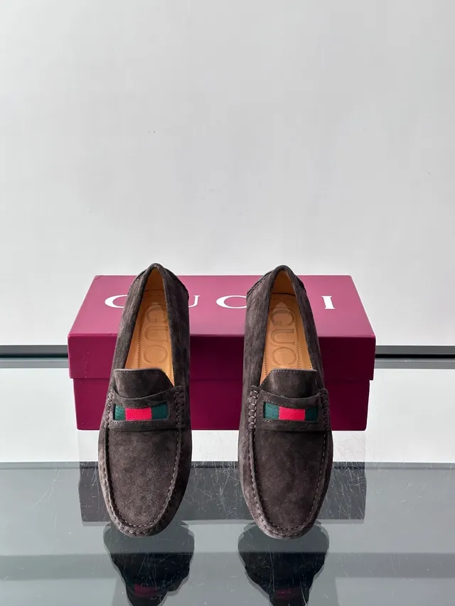 Gucci Horsebit 1955 Brown Suede Web Stripe Loafers 4
