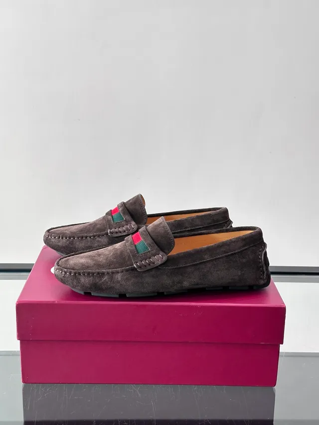 Gucci Horsebit 1955 Brown Suede Web Stripe Loafers 5