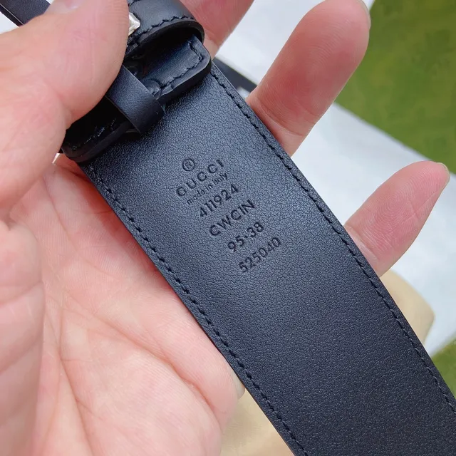 Gucci Horsebit 1955 Embossed GG Black Leather Belt 2